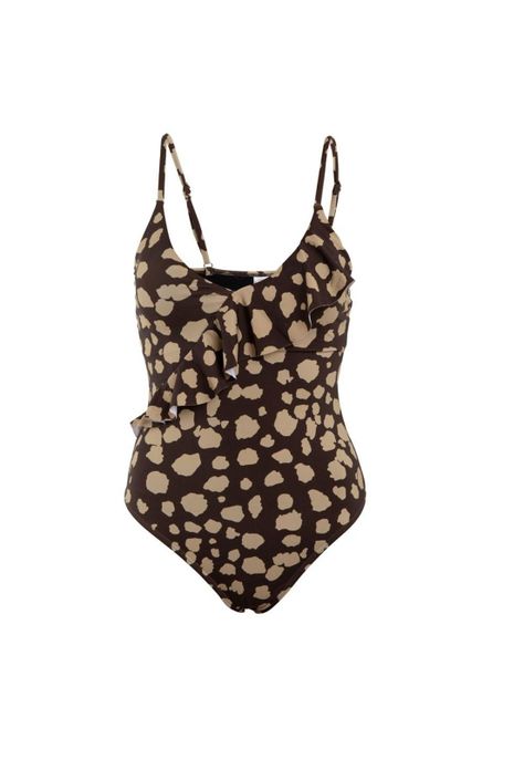 Traje de Baño Strap Ajustable Brown print-4