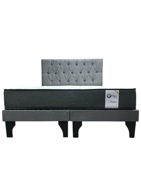 CAMA EUROPEA 2 PLAZAS CAPITONEADO GRIS-0
