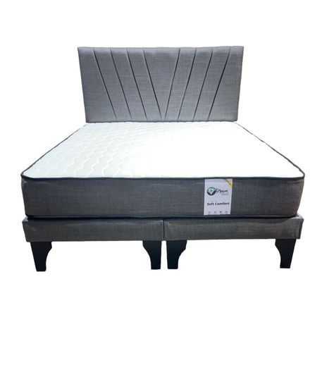 CAMA EUROPEA 2 PLAZAS LINEAL EN V Gris-0