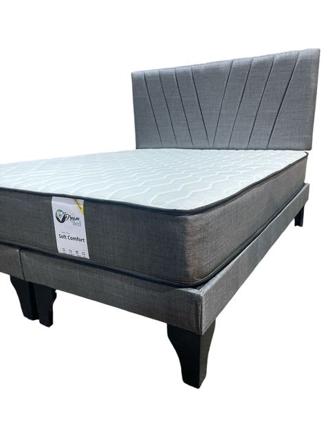CAMA EUROPEA 2 PLAZAS LINEAL EN V Gris-2