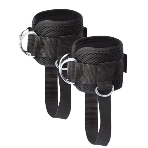Par Tobilleras Para Polea Negra Enganche Gym Glúteos-0