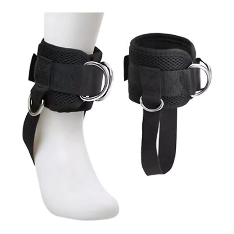 Par Tobilleras Para Polea Negra Enganche Gym Glúteos-1