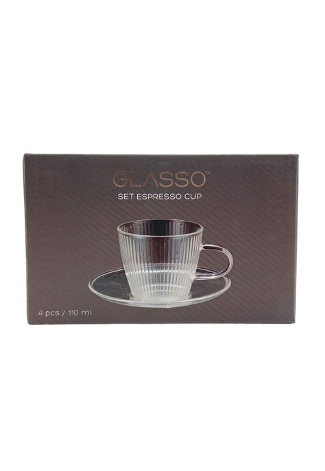 Set 4 Tazas con Plato Espresso Glasso-2