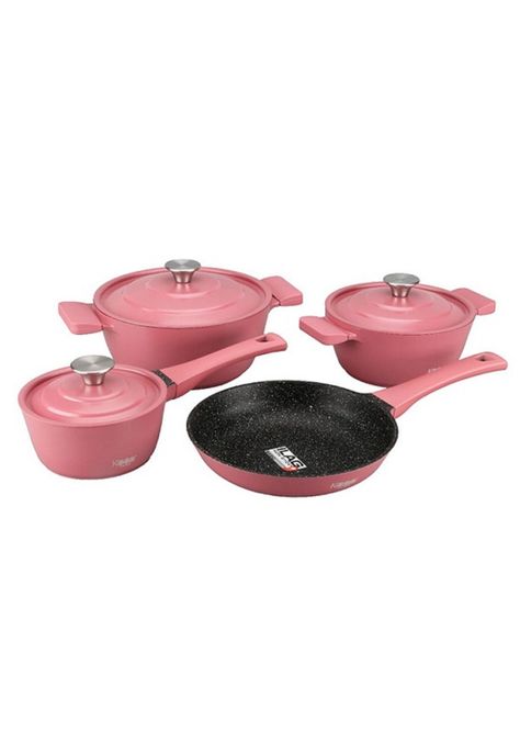 Batería De Cocina 7 Piezas Rosada-0