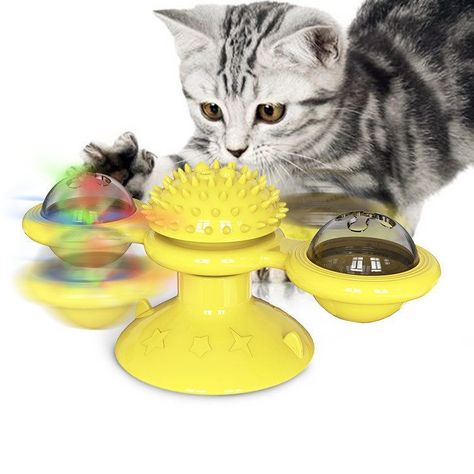 Juguete Antiestres para Gatos Catnip Tocadisco Molino Viento-0