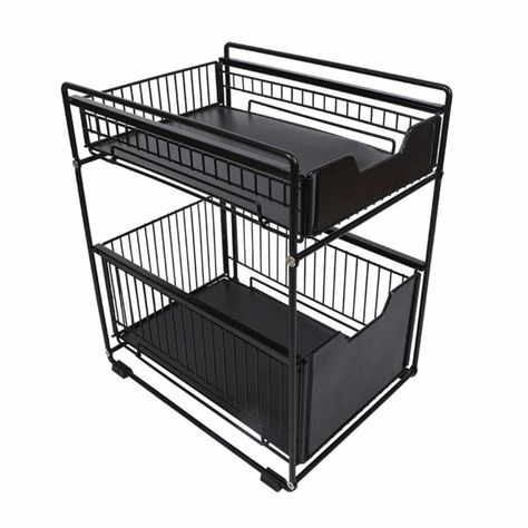 Organizador cesta de cocina y baño 2 niveles negro-0