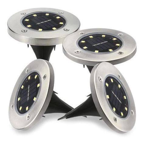 Set 4 focos led carga solar para jardín con estaca-1