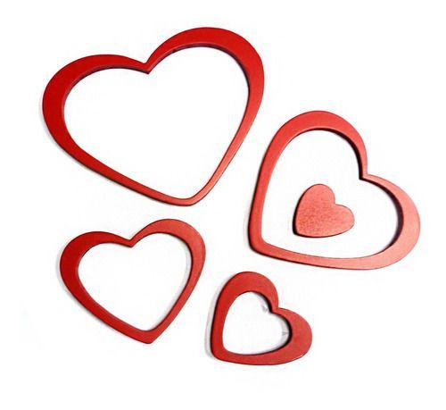 Stickers de madera para muro corazones rojos-2