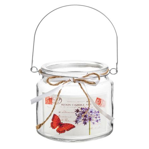 Porta velas de vidrio diseño mariposas 10 cm-0