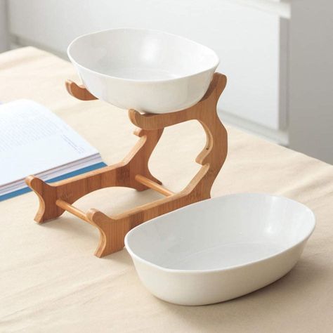 Frutera cerámica / madera 2 niveles 22cm-2