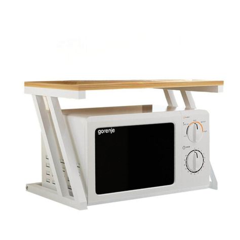 Estante organizador microondas madera blanco/natural 38x57x38 cm-0
