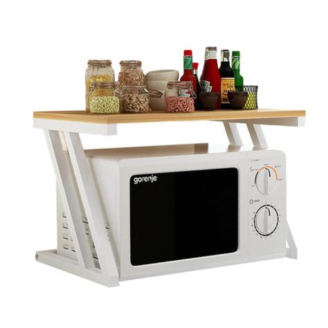 Estante organizador microondas madera blanco/natural 38x57x38 cm-1