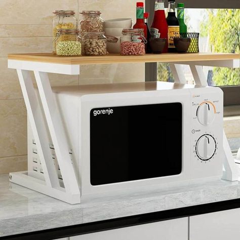 Estante organizador microondas madera blanco/natural 38x57x38 cm-2