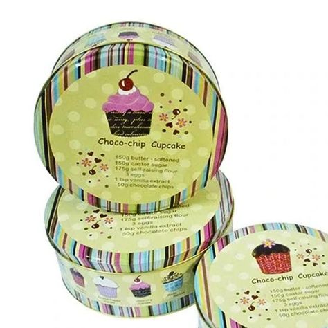 Set de 3 canister redondos de metal diseño cupcakes-1
