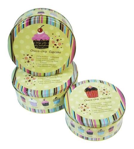 Set de 3 canister redondos de metal diseño cupcakes-3