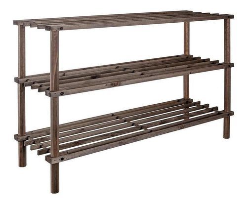 Zapatero organizador de madera con 3 niveles marrón oscuro-1
