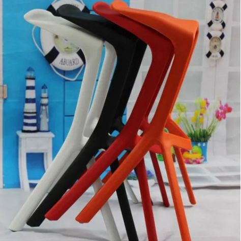 Silla taburete bar apilable negro 51x42x81cm-6
