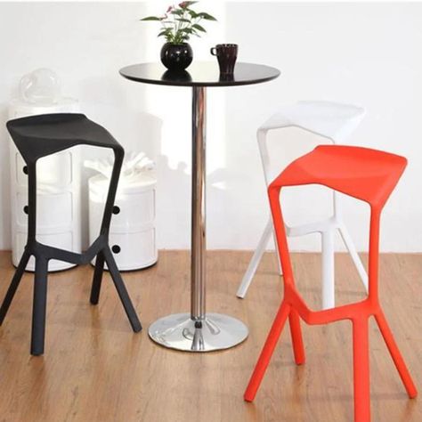 Silla taburete bar apilable negro 51x42x81cm-7