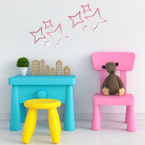 Stickers de madera para muro estrellas rosada-1
