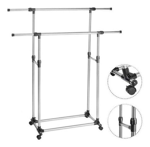 Perchero colgador de ropa doble metálico-4