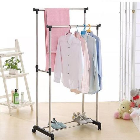 Perchero colgador de ropa doble metálico-5
