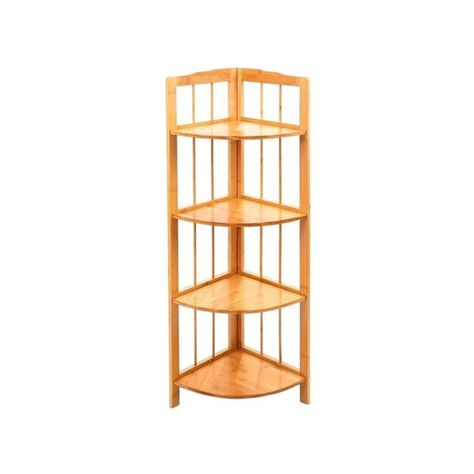 Repisa esquinero de madera 4 niveles natural-0