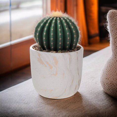 Macetero de cemento blanco/dorado 14 cm-2