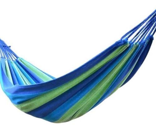 Hamaca de algodón azul y verde 2 plazas 180x150 cm-1