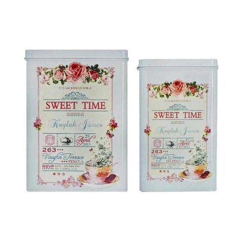 Set de 2 canister metalicos diseño sweet time-0