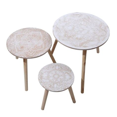 Set mesa de centro 3 niveles arrimo madera-0