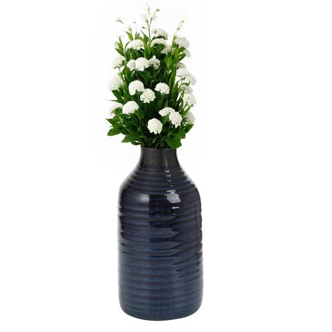 Florero Perla Cerámica Azul 25 cm-1