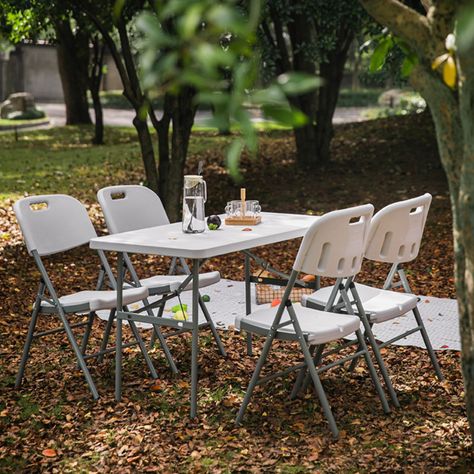 Silla plegable con asa blanco-4