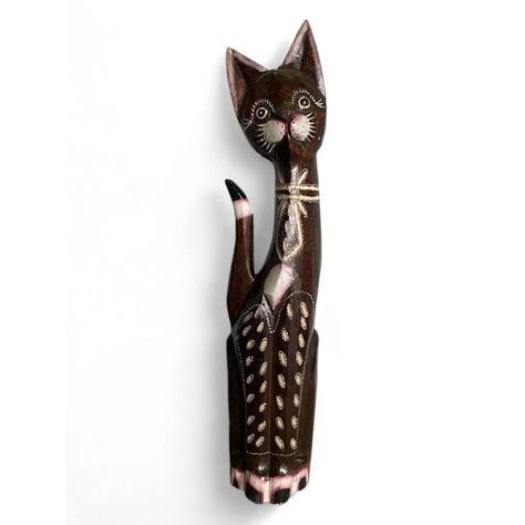 Gato madera artesanal 60 cm negro-0