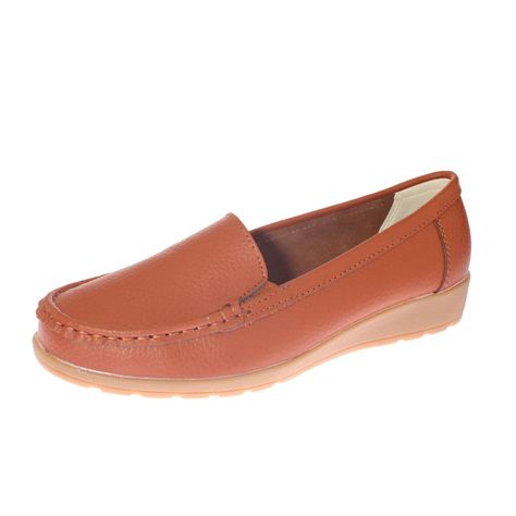 Mocasín Cuero Camel Vía Franca Mujer-0