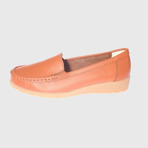 Mocasín Cuero Camel Vía Franca Mujer-1