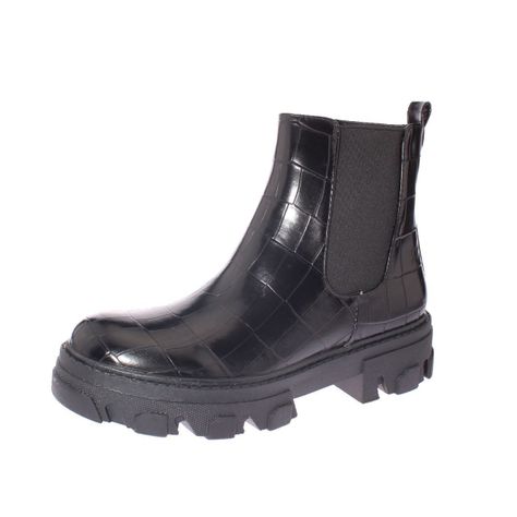 Botín Croco Negro Vía Franca Mujer-0