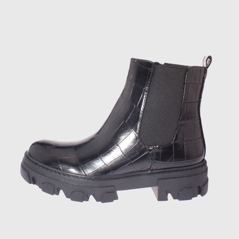Botín Croco Negro Vía Franca Mujer-1