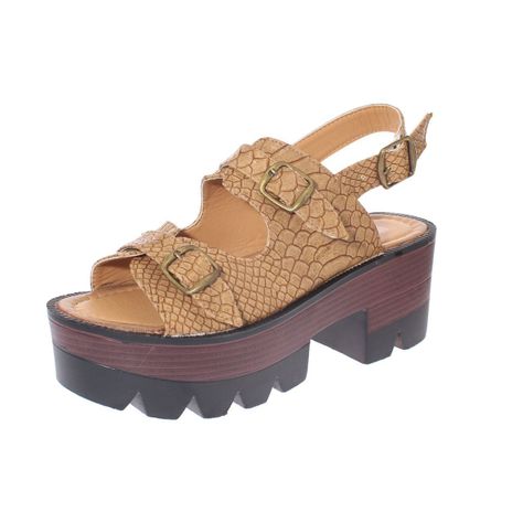 Sandalia plataforma Croco Camel Vía Franca Mujer-0