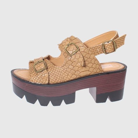 Sandalia plataforma Croco Camel Vía Franca Mujer-1