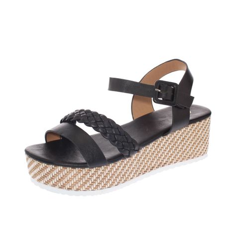 Sandalia Plataforma Negro Vía franca Mujer-0