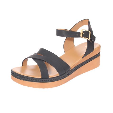 Sandalia plataforma Negro Vía Franca Mujer-0