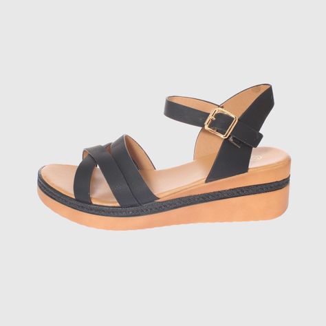 Sandalia plataforma Negro Vía Franca Mujer-1