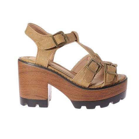 Sandalia plataforma Beige Vía Franca Mujer-1