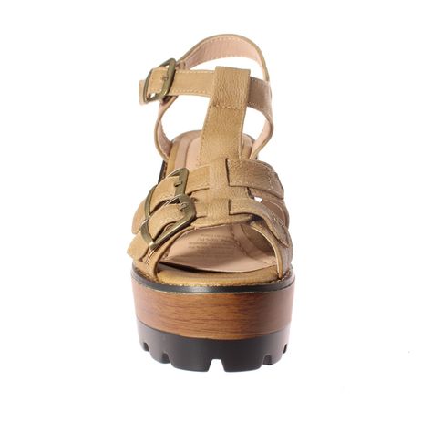 Sandalia plataforma Beige Vía Franca Mujer-2