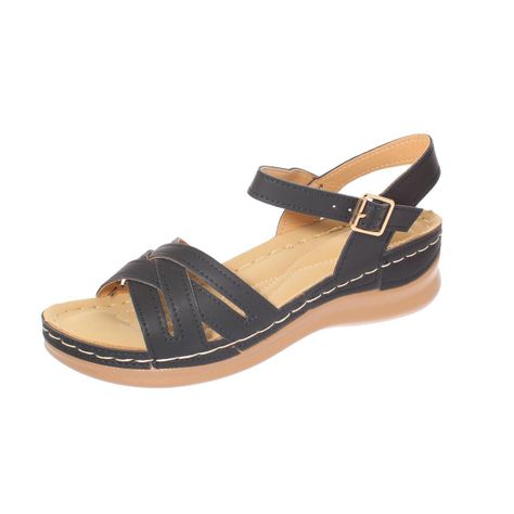 Sandalia plataforma Negro Vía Franca Mujer-0