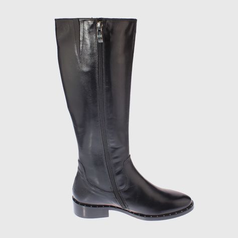 Bota Cuero Negro Vía franca Mujer-1