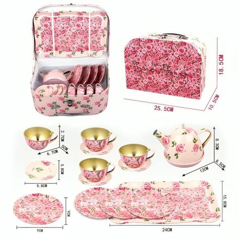 Set Tetera Metalico Color Rosa-3