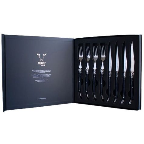 Set Cubiertos 8 Pcs Black Wayu Premium Mesa Comida Hogar Color Negro-1