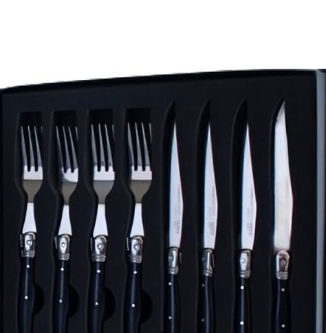 Set Cubiertos 8 Pcs Black Wayu Premium Mesa Comida Hogar Color Negro-2