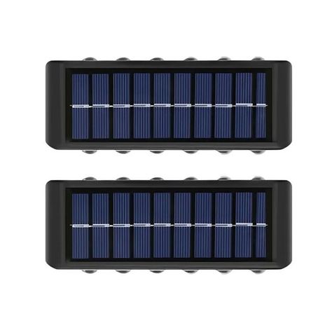 Pack X 2 Lampara Solar 12 Led Exterior Aplique De Muro-0